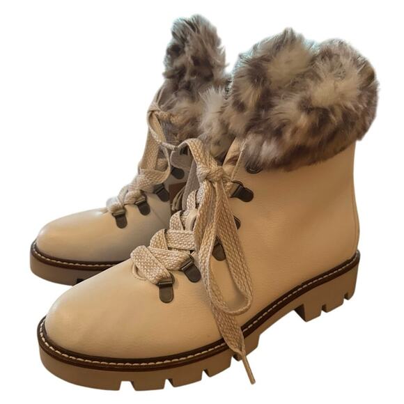 White Mountain Women's Glamorous Ankle White Boot with Cheetah Fur Size 9M US - Picture 5 of 11